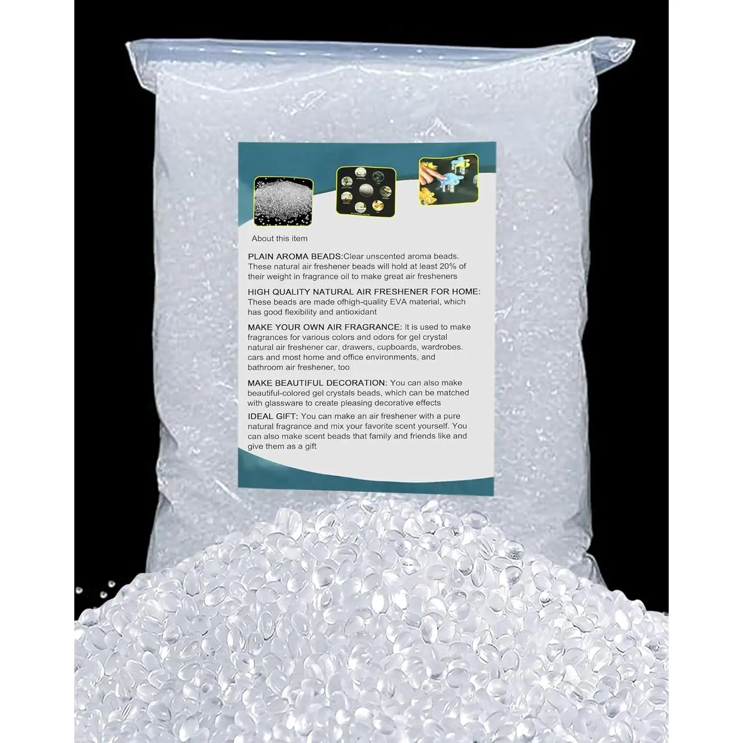 5LB Unscented Aroma Beads for  Freshies, Clear Gel  No , DIY Homemade  Eva Beads Bulk