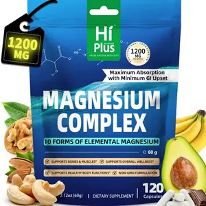 Magnesium Complex 1200 mg ,10 Essential Magnesium Supplement Extra Strength Magnesium Supplements for Men and Women, 120 Capsules