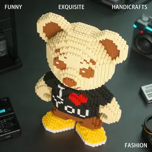 1648pcs Bear Series Building Blocks Set, Creative DIY Craft Kit, Home Decor, Desk Ornament, Stress Relief Toy, Birthday Gift, Building Block Sets