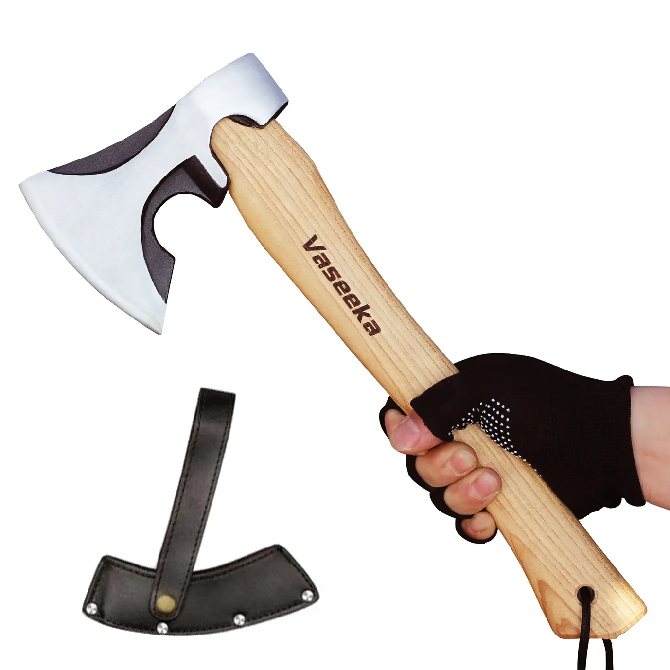 Vaseeka 14.17" Camping Hammer Axe, Yard Wood-Cutting Axe, Outdoor Tree Pruning Tool, Gardening Tool,Ash Handle Splitting Axe Durable Tools Durable Steel Tool