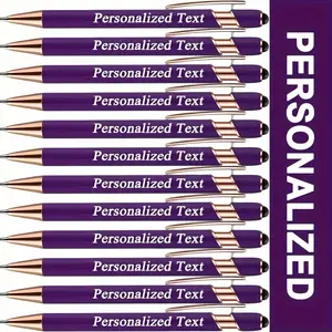 24-Pack Personalized Engraved Metal Ballpoint Pens with Touchscreen Stylus - Smooth Writing, Medium Tip - Ideal for Office, School Use, Pickle Pens
