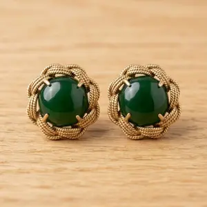 Vintage green glass stud earrings