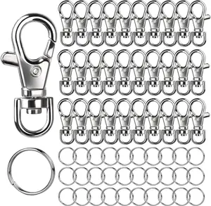 Mother's Day 60PCS Lobster Claw Clasps and Key Rings, 30PCS Keychains Clips and 30PCS Key Chain Ring, Keychain Making kit for Key Chain, Jewelry Making, Art Crafts, Silver