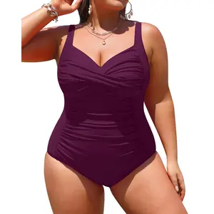 Yonique Women's Plus Size One Piece Swimsuits, Sweetheart Neck Twist Front Tummy Control Bathing Suit Set for Summer, Curvy Women One Piece Swimwear  SwimWeek  summervibes