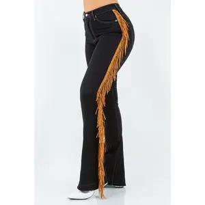 Fringe Boot Cut Jean In Black