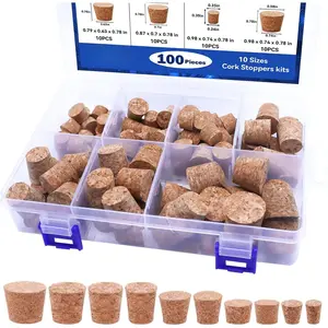 100Pack 10 Sizes Cork Stoppers,Small Corks Plugs For Bottles, Replacement Tapered Wooden  Stoppers for  Jar Small Bottle DIY
