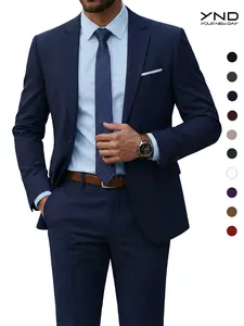 YND Men's 2 Piece Suit , 1-Button Jacket & Pants Set, Random Tie Included, Wedding & Business Dinner, Men’s Blazer, Black Formal Menswear, Prom & Office Wear Beige