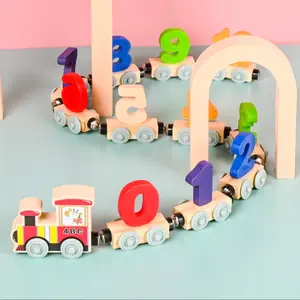 Interactive Magnetic 12-Piece Wooden Train Set with Numbers and Blocks, Early Learning Educational Puzzle Toy, Perfect for Parties and Holidays
