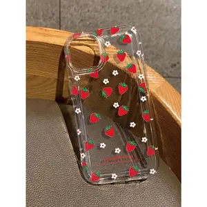 Cherry Print transparent protective case is compatible with iPhone17/16/15/14/13/12/11/x/xs/xsmax, with cute style and strawberry, cherry and flower patterns, it is a perfect gift for friends, family and yourself., Accessories, Tpu, Fits Iphone