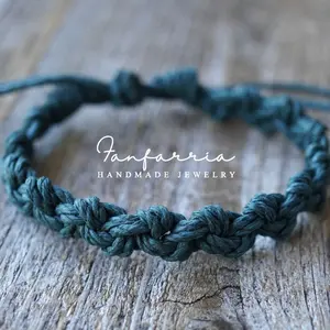 Hillsboro, Teal Macrame Bracelet, Thick Hemp Braided Bracelet