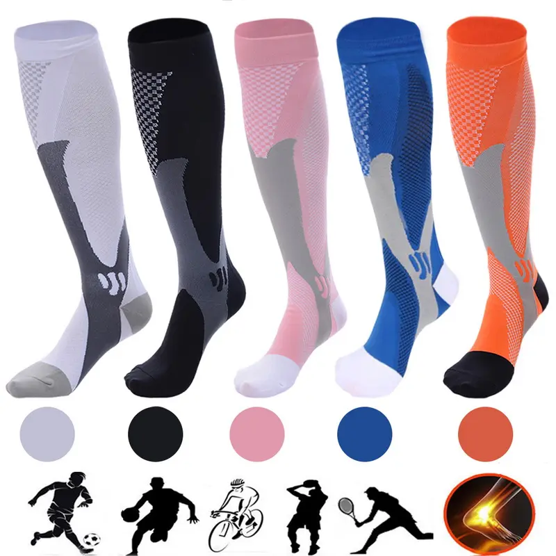 Compression Socks For Men & Women Best Graduated Athletic Fit For Running Flight Travel Boost Stamina Circulation Recovery Socks All Seasons Unisex 2 Pack