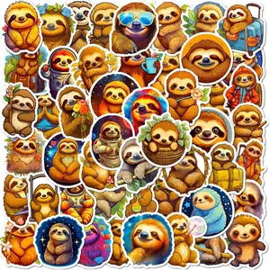 50 Cute Cartoon Sloth Stickers, Adorable Sloth Doodle Stickers, Perfect for Kids' Crafts & Decorations, Fun Animal Design
