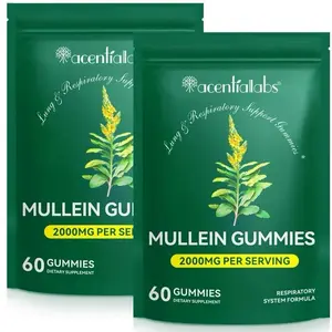 Acentiallabs Mullein Dietary Supplement Gummies, 2-Pack 2000mg Per Serving 60-Count Pear Flavor, Herbal Supplements for Respiratory, Lung Health & Sinus Relief, 30-Day Supply Each