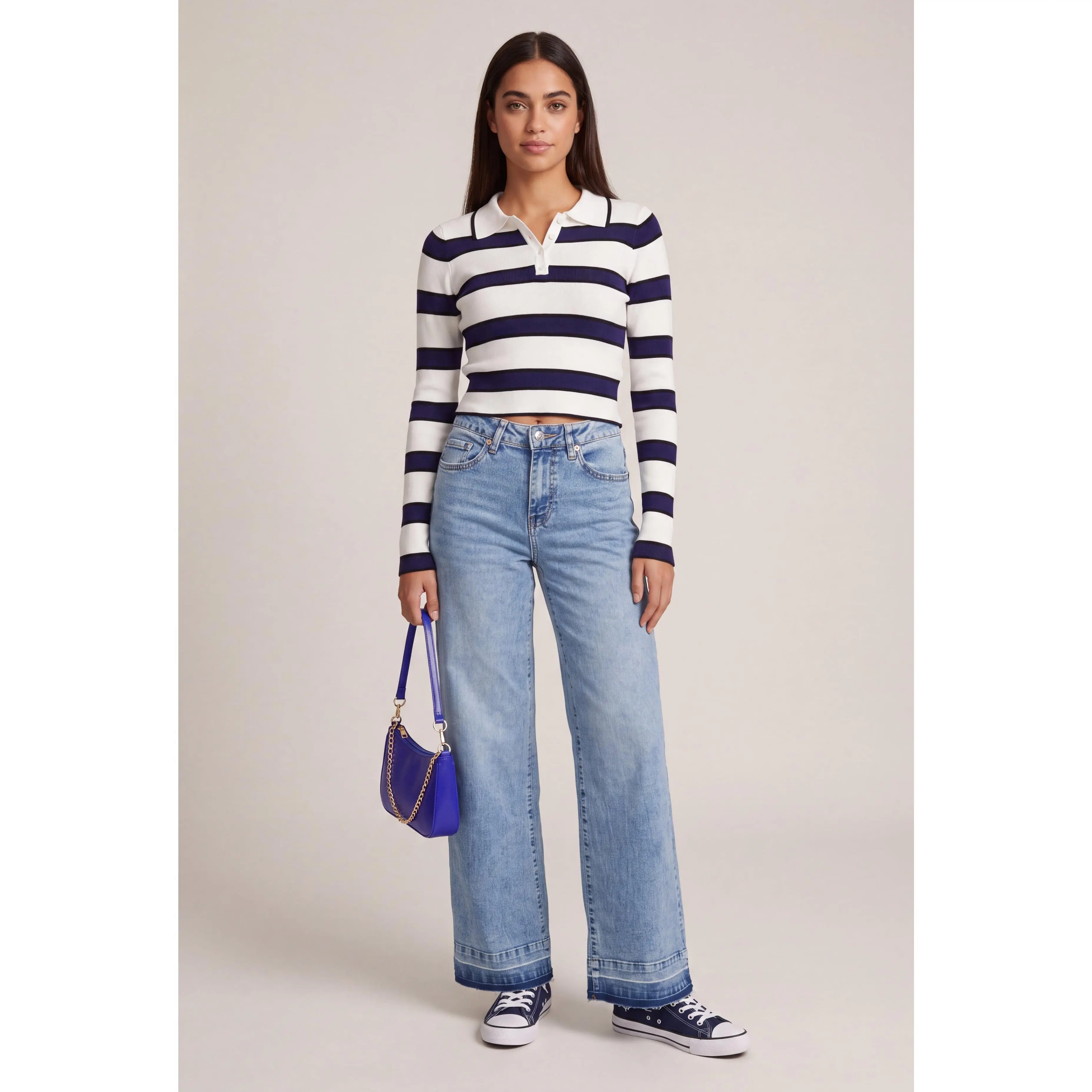 Raw Hem Wide Leg Jeans