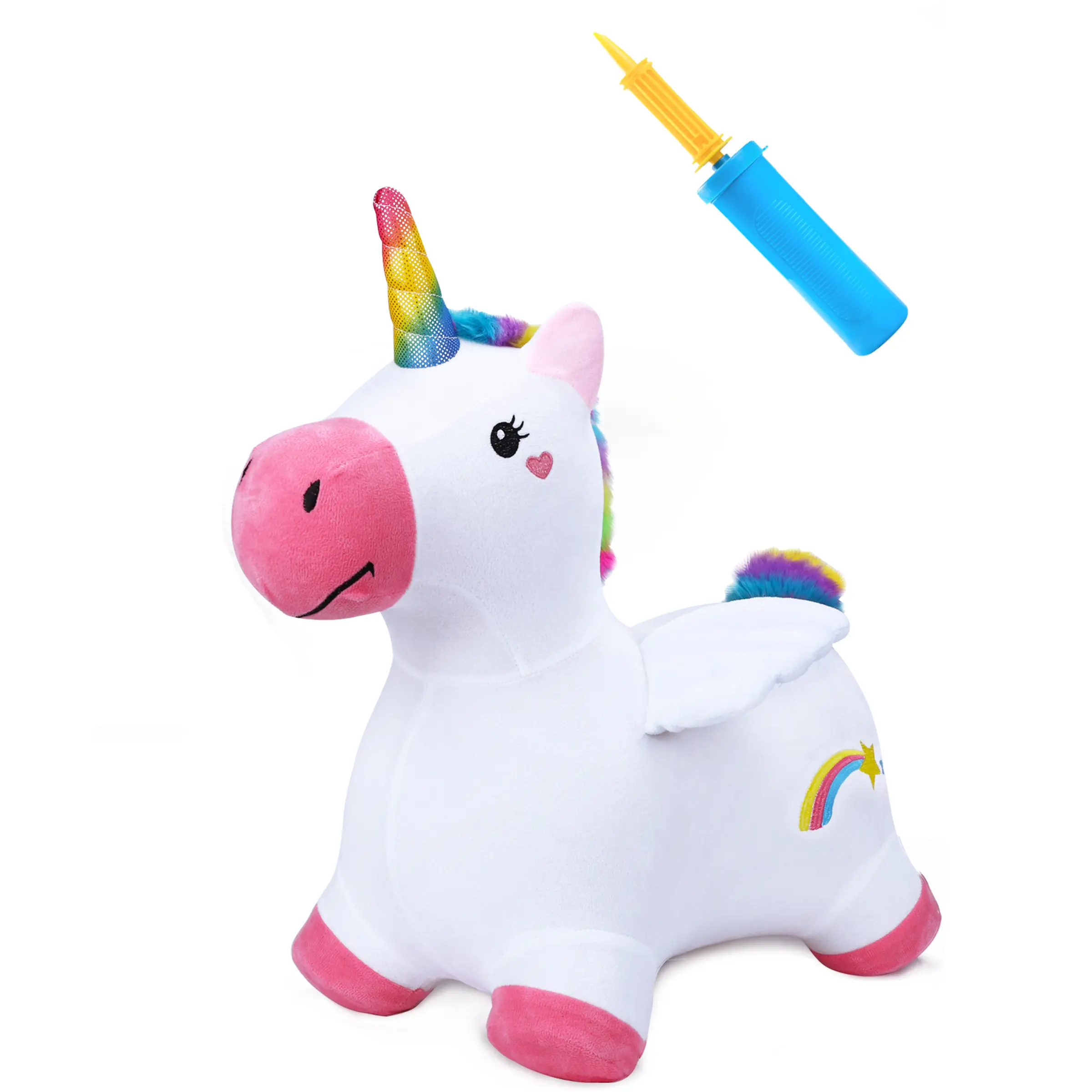 iPlay, iLearn Bouncy Pals Unicorn Horses, Toddler Girl Bouncing Animal Hopper, Inflatable Plush Hopping Toy, Outdoor Indoor Ride on Bouncer, Baby First Birthday Gift  3 - 12 Year Old Kid