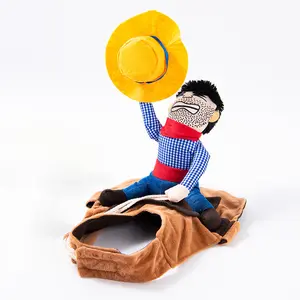 Hilarious dog costumes, dog costume party outfits, adjustable shoulder straps, innovative pet riding attire, pet supplies, cowboy riders clothes Gold Plated Custom Collar