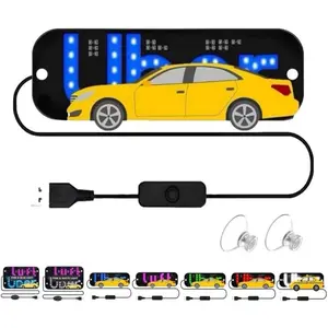 LED Ride-Share Windshield Light Sign Blue Decal With Suction Cups And USB Plug For Car Truck SUV Holiday Gift