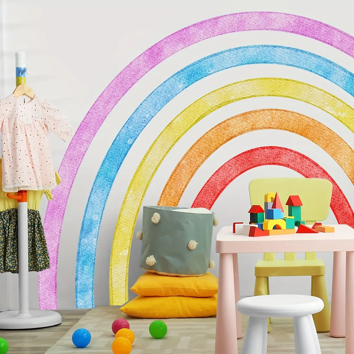 A set of two (30*90cm*2pcs) new large-sized rainbow simple wall stickers for living room and bedroom decoration, background beautification wall decals (ATW18003-KL)
