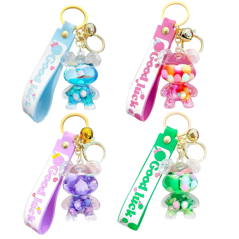 Acrylic Quicksand Liquid Floating Cute Bear Keychain For Card Wallet Phone,schoolbag ,cute doll,car key,Gifts