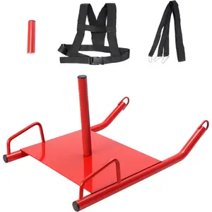 Fitness Training Sled with Padded Harness – Speed & Strength Exercise Equipment, Weighted Power Sled for 1" & 2" Plates-TK