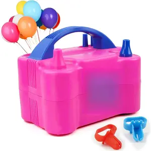 Electric Air Balloon Pump, Portable Dual Nozzle Electric Balloon Inflator, Electric Balloon Pump for Birthday Party Decoration, 110V 600W Hot Pink
