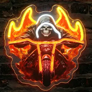 Wall-Mounted Flame Knight Acrylic Neon Light, Dimmable USB-Powered Ambient Lighting, Ideal for Gaming Room, Party, Bar, Gifts, Holidays, Led Neon Lights