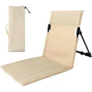 Folding Floor Chair with Backrest Ultra Lightweight 1.4 lbs Outdoor Relaxing Chair Steel Frame Portable Carry Bag Perfect for Poolside Beach Camping Road Trips