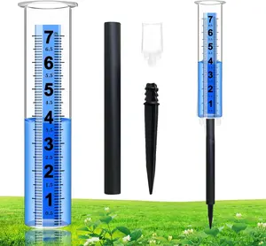 Outdoor Rain Gauge, Garden Accent Rainfall Collector Weather Tracking Tool for Garden Deck, 3-Segment Freeze-Proof Large Capacity with Upgraded Digital Display and Blue Scale, Yard