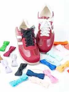 Cute Ballet Style Lace Shoe Laces Set, Silk Ribbon Bowknot Design, Casual All-Season Accessory for Shoes, Sneaker & Boots, Shoelace