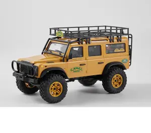 FMS 1:24 FCX24M Land Rover Defender 110 RTR Yellow Electric RC Rock Crawler - 2.4Ghz, Roof Rack, Customization Accessory Packs, Lighting Effects, Speed Switch, for Adults (Land Rover Family Line)