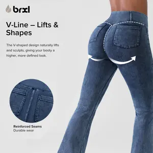 BRXL [Discount for live】High Waisted Bootcut Flare Denim Jeans for Women - Crossover Waist & Illusion Pocket Design with Functional Back Pockets & Comfort Stretch Fabric#TikTokMadeMeBuyIt #FallStyle #Streetwear #outdoorfun-brxl-2