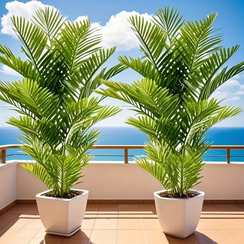 2pcs 5.5 ft Tall UV Resistant Silk Tropical Palm Artificial Plants - Vibrant Green Decorative Ornamental Foliage, No Pot, Suitable for Indoor/Outdoor Leisure & Outdoor Recreation Spaces (Garden, Patio)