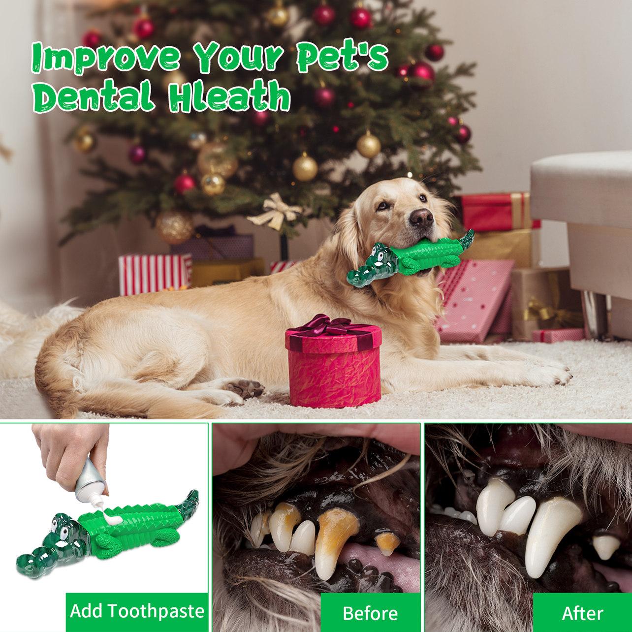 Fuufome Ultra-Rubber Hard Crocodile Chew Bone for Aggressive Chewers - Durable Dog Toy, Mouth Cleaning, Anxiety Relief for All Sizes & Breeds Fuufome Ultra-Rubber Hard Crocodile Chew Bone for Aggressive Chewers - Durable Dog Toy, Mouth Cleaning, Anxiety Relief for All Sizes & Breeds