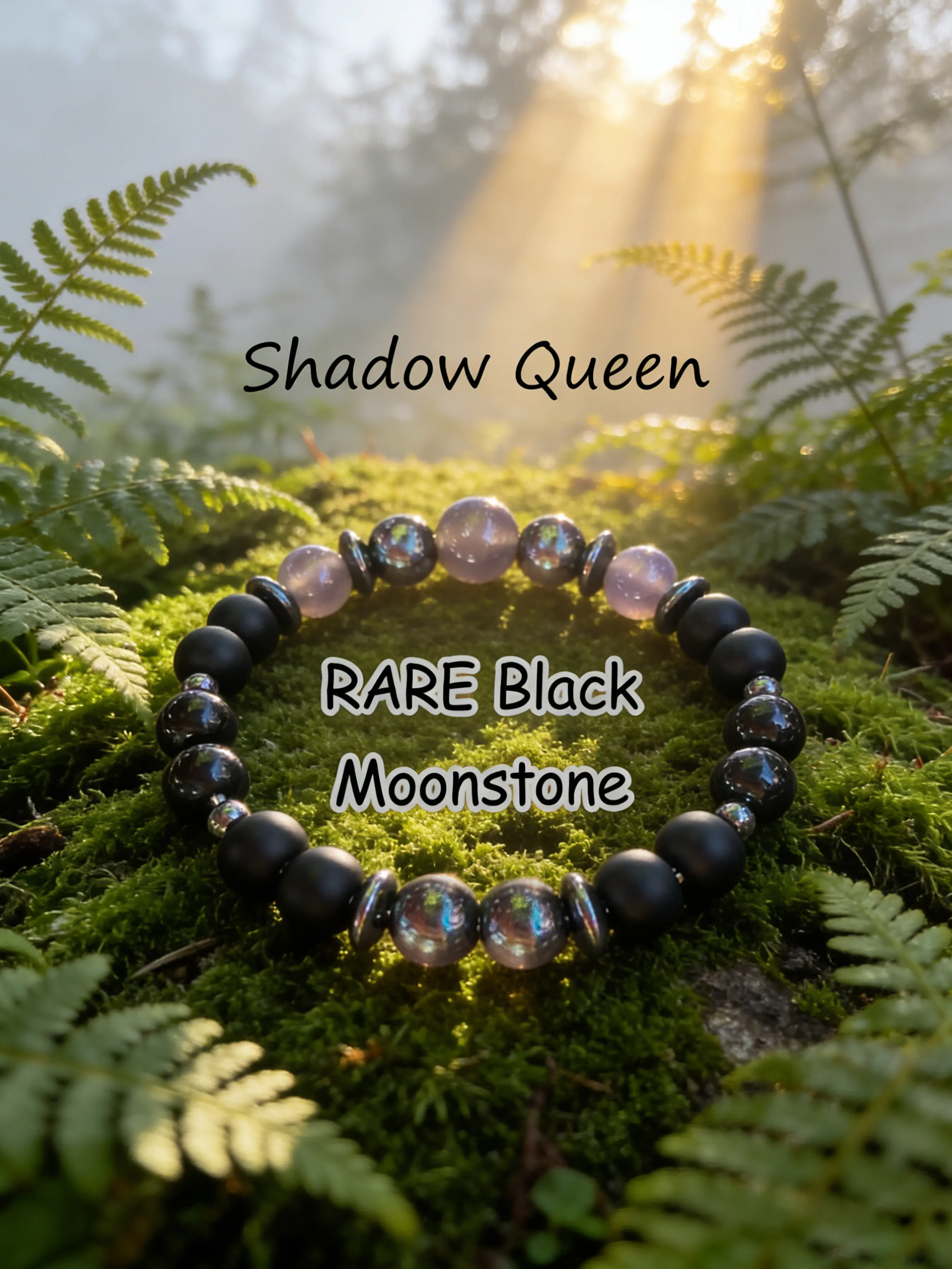 Shadow Queen Rare Moonstone Multi-Element Bracelet, Dark Energy Boosting Mystical Accessory, Spiritual Growth Jewelry, Beaded Bracelet, Crystal Bracelets
