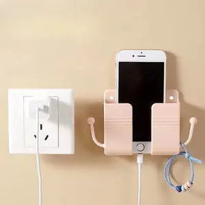 1/2pcs Wall Mounted Socket Organizer Rack, Phone Charging Station Holder, Remote Control Box, Mobile Plug Storage, Space-Saving Design, Phone Accessory