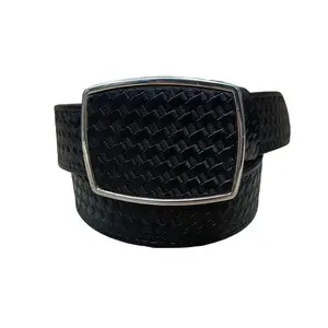 Men's Western Cowboy Braided Woven-Effect Belt with Square Buckle | Cinto Efecto Tejido con Hebilla Cuadrada