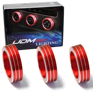iJDMTOY 3pcs Red Anodized Aluminum AC Climate Control Turner Ring Covers For Volkswagen MK7 Golf GTI