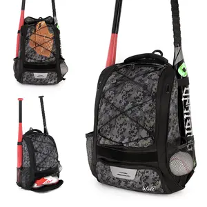 WOLT Baseball Bag Softball Backpack with Fence Hook & Shoe Compartment, Durable Tball Equipment Gear Bag for Youth & Adults, Fits Helmet Bat Gloves