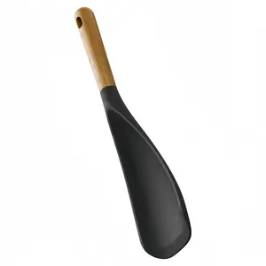 HUASI cooking spoon, perfect for cooking and serving, features a durable, BPA-free matte silicone body and a wooden handle for stirring, scooping, and scraping food. Kitchenware.