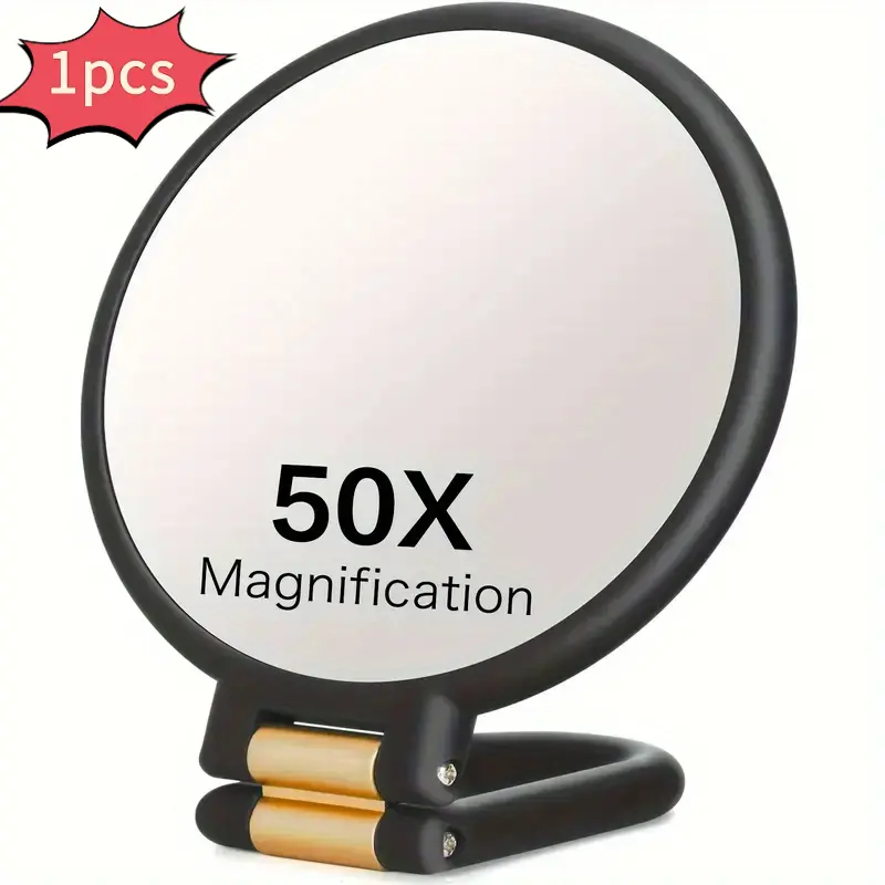 50X Magnifying Makeup Mirror 1X 50X Zoom 360° Adjustable Handle Dual Sided Mirror Folding Travel Mirror for Desktop Shaving Eyebrow Trimming Blackhead Removal Suitable for Gifting Sisters