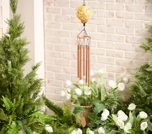 Garden Reflections 30" Windchime with Art Glass Sphere