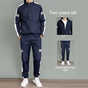 Two men's spring-autumn casual stand-up collar long-sleeved sports suits