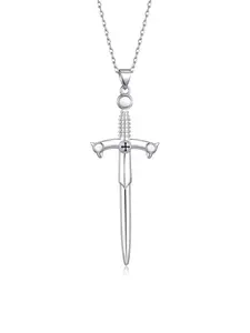 14k White Plated Sword Necklace for Men PoseidonTrident Necklace Jewelry Gifts for Women