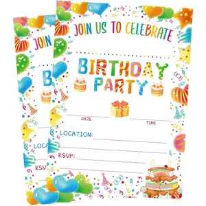 Birthday Invitations with Envelopes 20 count  Birthday Party Invitations for Boys and Girls Birthday Party Supplies