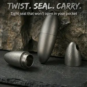 Mulight edc Titan Oval Capsule Titanium Waterproof Pill Capsule Keychain – EDC outdoors Airtight Storage Container with O-Ring Seal, Pocket Size for Camping Hiking Travel Mini Keychain Lighter Secret Stash Compact & Portable