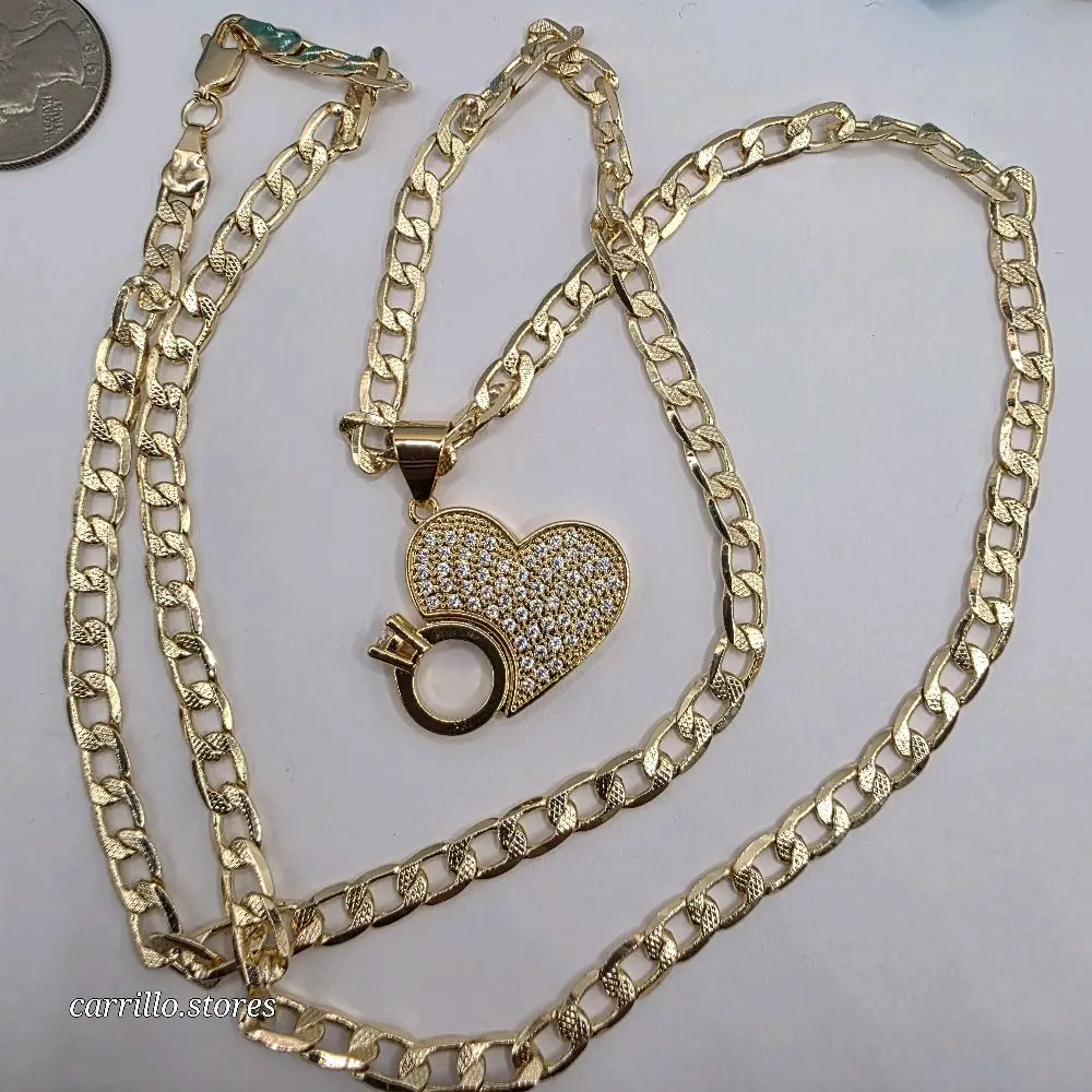 PROMISES FASHION style necklace heart with ring pendant beautiful style GOLD-PLATED for your only one love nice gift