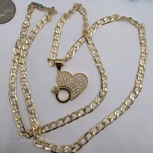 PROMISES FASHION style necklace heart with ring pendant beautiful style GOLD-PLATED for your only one love nice gift