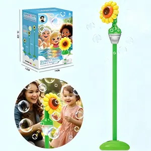 Automatic Sunflower Bubble Machine, Light Music Outdoor Toy, Adjustable Height Portable Multifunction Bubble Maker, Party Gift, Christmas Toy