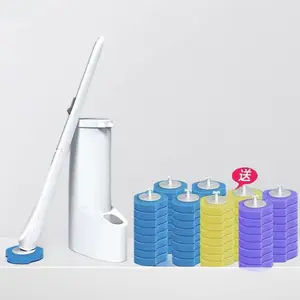 Disposable Toilet Brush Set - 360° Tight Spaces Cleaner, Wall-Mounted No-Drill Holder with 24 Replaceable Refills, Hygienic & Space-Saving for Bathroom!