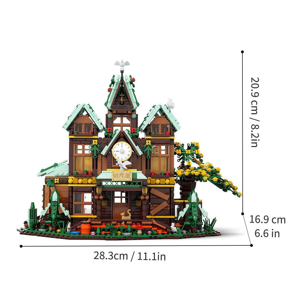 Time House 1652pcs with LED mini set, city street view greenhouse building block toy, can be used as a decoration, can be given as a gift to friends